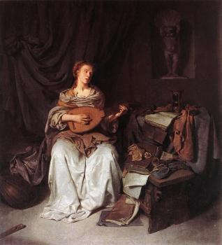 科內利斯 貝加 Woman Playing a Lute